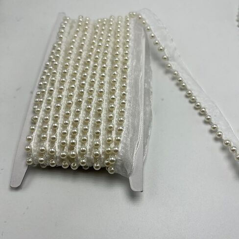 5 Yards Pearl Beaded Trim Bridal Lace Ribbon Trimming Edge Tape for Craft Sewing Wedding Dress Fabric DIY Decoration (4mm Black) in Saudi Arabia