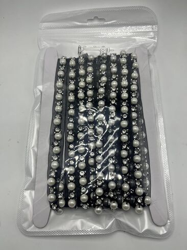 5 Yards Pearl Beaded Trim Bridal Lace Ribbon Trimming Edge Tape for Craft Sewing Wedding Dress Fabric DIY Decoration (4mm Black) in Saudi Arabia