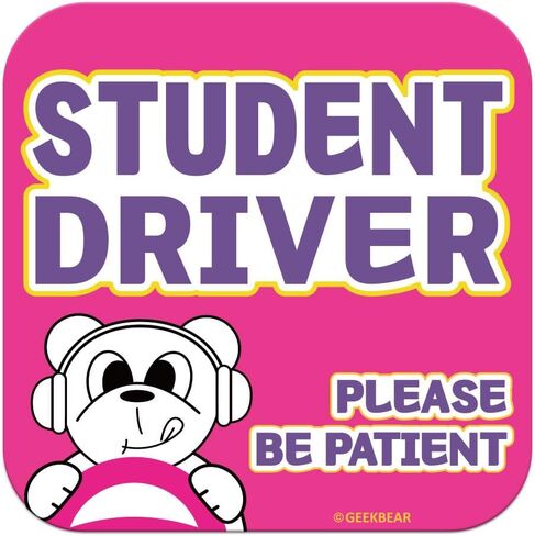 GEEKBEAR [التوقيع] مغناطيس سيارة الطالب للسائق - خط Geekbear - مربع 5.3 × 5.3 بوصة (2، نعناع) in Kuwait