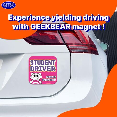 GEEKBEAR [التوقيع] مغناطيس سيارة الطالب للسائق - خط Geekbear - مربع 5.3 × 5.3 بوصة (2، نعناع) in Kuwait