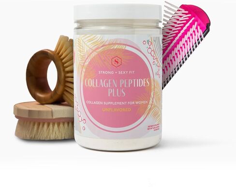 Strong + Sexy Fit Collagen Peptides Plus Powder with Hyaluronic Acid and Vitamin C, Women's Hair, Skin, Nails and Joint Support Supplement, Grass Fed Bovine Collagen, Cinnamon Dulce, 20-40 Svg in Saudi Arabia