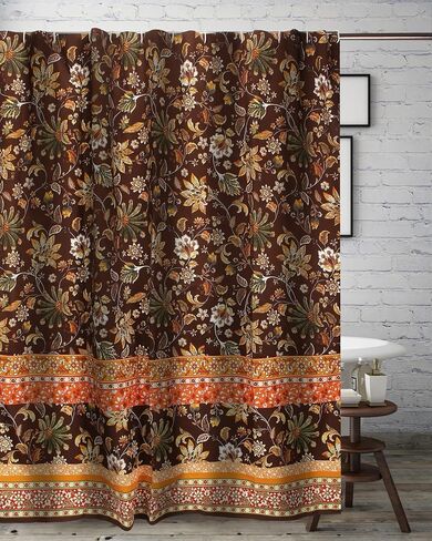 Greenland Home Barefoot Bungalow Audrey Bath Shower Curtain, Chocolate,72 x 72-inch in Saudi Arabia