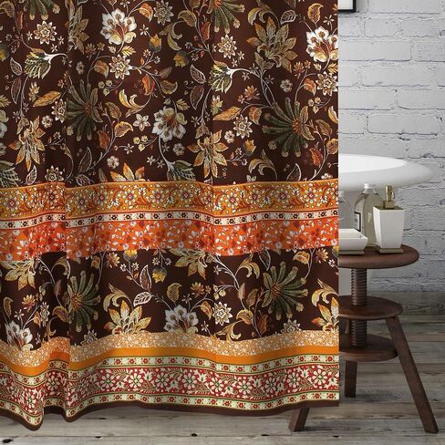 Greenland Home Barefoot Bungalow Audrey Bath Shower Curtain, Chocolate,72 x 72-inch in Saudi Arabia
