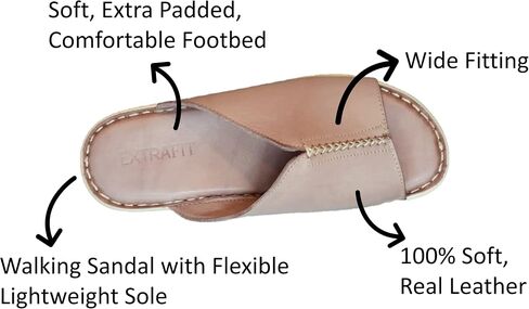 Luna Women's Comfortable, Leather Flat Walking Sandal with Extra Cushioned Soft Footbed in Saudi Arabia