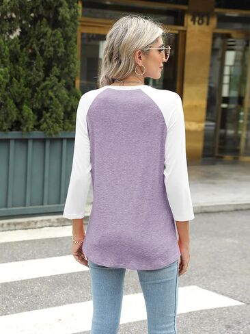 TICTICMIMI Women's Crewneck 3/4 Sleeve Tops Casual T Shirts Basic Summer Tees Loose Fit Pullover Tunic Blouse in Saudi Arabia