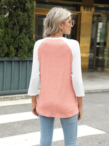 TICTICMIMI Women's Crewneck 3/4 Sleeve Tops Casual T Shirts Basic Summer Tees Loose Fit Pullover Tunic Blouse in Saudi Arabia