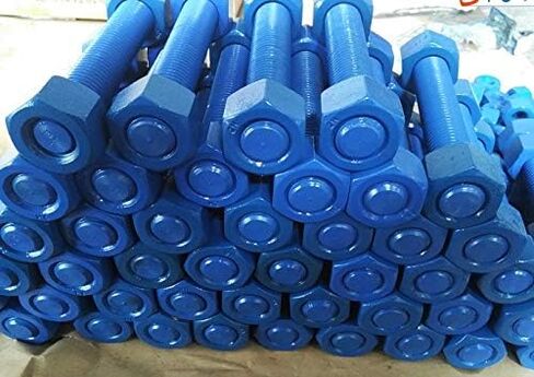 Lamons ROD.BLUE.3/4-10x8-3/4Inx5.2HH 3/4 بوصة - مقاس 10 خيوط، طول 8-3/4 بوصة، قضبان ملولبة مطلية بمادة PTFE باللون الأزرق B7، مع صواميل HH (5 قضبان، 10 صواميل) in Kuwait