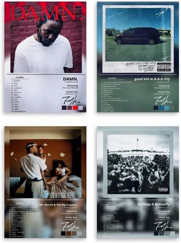 LunarWhisper Kendrick Poster Lamar Music Album Signed Cover Canvas Poster Set of 4 for Living Room Bedroom Decoration Fans Pictures Gift Unframed8x12inch in Saudi Arabia