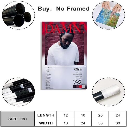 LunarWhisper Kendrick Poster Lamar Music Album Signed Cover Canvas Poster Set of 4 for Living Room Bedroom Decoration Fans Pictures Gift Unframed8x12inch in Saudi Arabia