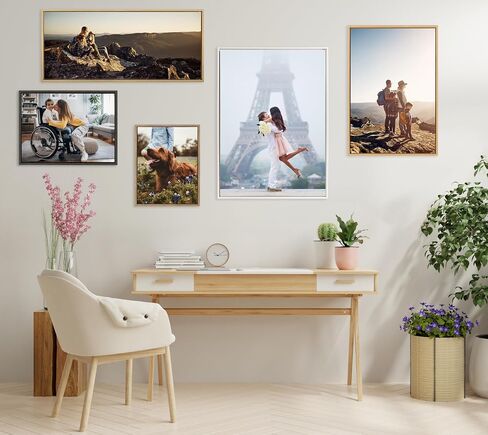 Kate and Laurel Sylvie Custom Printed Beaded Framed Canvas Wall Art, 16x20 Gold, Personal Canvas Print with Your Photos for Bedroom or Living Room Gallery Wall | Printed and Hand Framed in the USA in Saudi Arabia