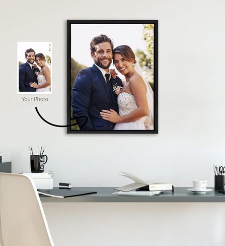 Kate and Laurel Sylvie Custom Printed Beaded Framed Canvas Wall Art, 16x20 Gold, Personal Canvas Print with Your Photos for Bedroom or Living Room Gallery Wall | Printed and Hand Framed in the USA in Saudi Arabia