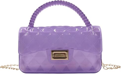 Fashion Candy Color Jelly Crossbody Bag for Women Girls Transparent Satchel Shoulder Handbag with Beaded Top Handle in Kuwait