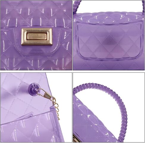 Fashion Candy Color Jelly Crossbody Bag for Women Girls Transparent Satchel Shoulder Handbag with Beaded Top Handle in Kuwait