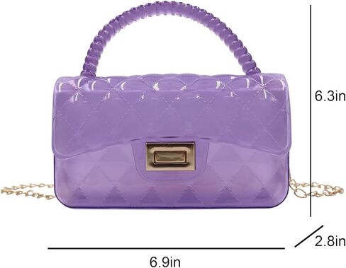 Fashion Candy Color Jelly Crossbody Bag for Women Girls Transparent Satchel Shoulder Handbag with Beaded Top Handle in Kuwait