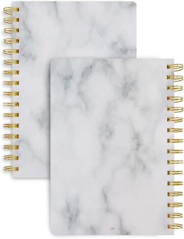MILIKO A5 Hardcover Spiral Dot Grid White Marble Notebook Set-2 Notebooks per Pack,80 Sheets(160 Pages) 100gsm Paper,8.27"x5.67"(White Dot) in Saudi Arabia
