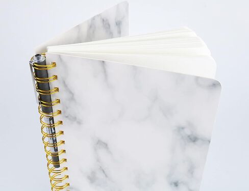 MILIKO A5 Hardcover Spiral Dot Grid White Marble Notebook Set-2 Notebooks per Pack,80 Sheets(160 Pages) 100gsm Paper,8.27"x5.67"(White Dot) in Saudi Arabia