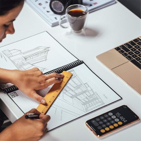 Rocketbook Matrix Smart Reusable Graph Notebook | Eco-friendly, Digitally Connected Isometric Notebook | infinity Black, Letter Size (8.5" x 11") with Pen, Cloth, and App Included in Saudi Arabia