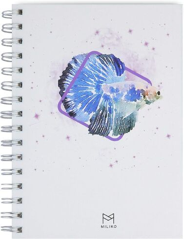 MILIKO A5 Hardcover Spiral Dot Grid White Marble Notebook Set-2 Notebooks per Pack,80 Sheets(160 Pages) 100gsm Paper,8.27"x5.67"(White Dot) in Saudi Arabia