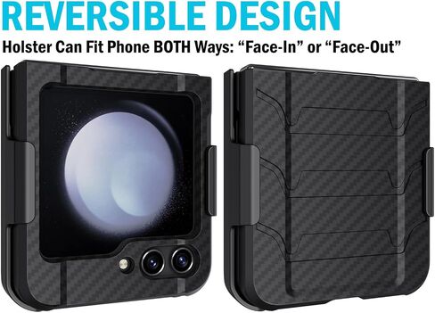 حافظة مع مشبك لهاتف Galaxy Z Flip 5 5G، غطاء متين من Nakedcellphone Special Ops التكتيكي وحافظة للورك بحزام سقاطة لهاتف Samsung Z Flip5 (SM-F731U) - تصميم من ألياف الكربون الأسود in Kuwait