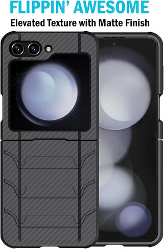 حافظة مع مشبك لهاتف Galaxy Z Flip 5 5G، غطاء متين من Nakedcellphone Special Ops التكتيكي وحافظة للورك بحزام سقاطة لهاتف Samsung Z Flip5 (SM-F731U) - تصميم من ألياف الكربون الأسود in Kuwait