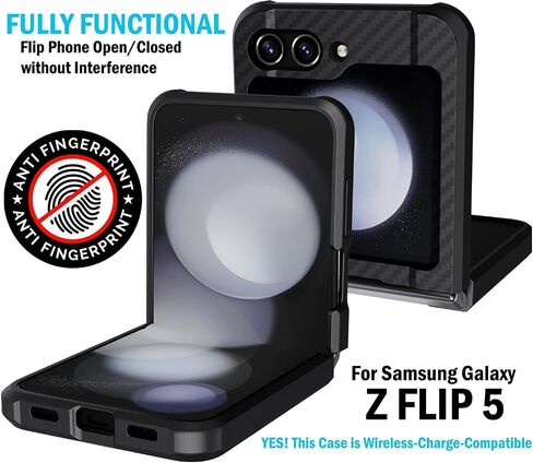 حافظة مع مشبك لهاتف Galaxy Z Flip 5 5G، غطاء متين من Nakedcellphone Special Ops التكتيكي وحافظة للورك بحزام سقاطة لهاتف Samsung Z Flip5 (SM-F731U) - تصميم من ألياف الكربون الأسود in Kuwait