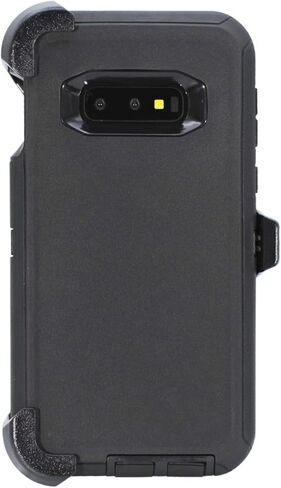 حافظة WallSkiN لهاتف Galaxy S10e (5.8") شديدة التحمل لكامل الجسم من الدرجة العسكرية للحماية من السقوط | حافظة للرجال مع حزام بمشبك - أسود/أسود in Kuwait