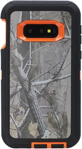 Case for Galaxy S10e (5.8") Heavy Duty Full Body Military Grade Drop Protection Carrying Cover Holder | Holster for Men Belt with Clip Stand – Camouflage/Orange in Saudi Arabia
