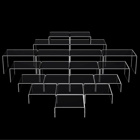 Chuangdi 20 Pcs Acrylic Display Risers, Clear Product Stand, Jewelry Display Riser Shelf Showcase Fixtures For Figure Dessert Cupcake Candy Action Display (Extra Large Set) in Saudi Arabia