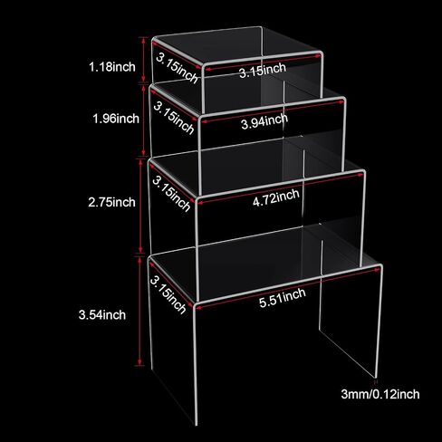 Chuangdi 20 Pcs Acrylic Display Risers, Clear Product Stand, Jewelry Display Riser Shelf Showcase Fixtures For Figure Dessert Cupcake Candy Action Display (Extra Large Set) in Saudi Arabia