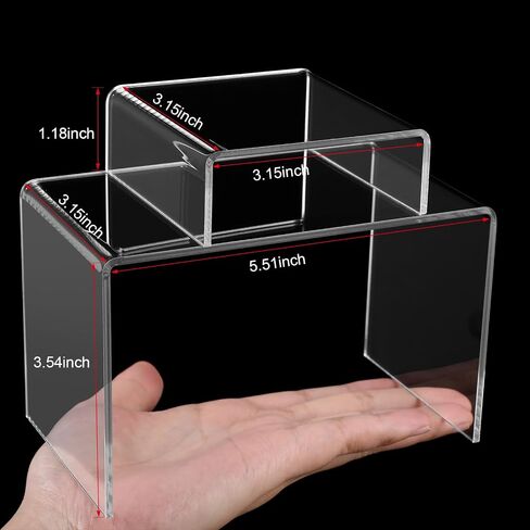 Chuangdi 20 Pcs Acrylic Display Risers, Clear Product Stand, Jewelry Display Riser Shelf Showcase Fixtures For Figure Dessert Cupcake Candy Action Display (Extra Large Set) in Saudi Arabia
