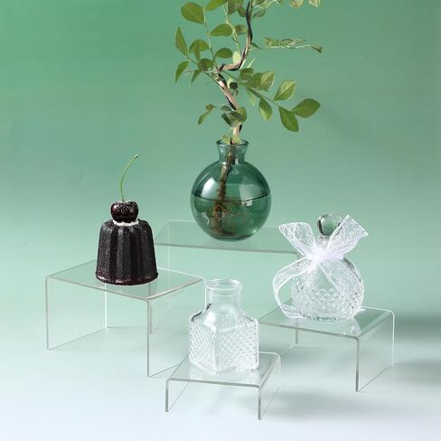 Chuangdi 20 Pcs Acrylic Display Risers, Clear Product Stand, Jewelry Display Riser Shelf Showcase Fixtures For Figure Dessert Cupcake Candy Action Display (Extra Large Set) in Saudi Arabia