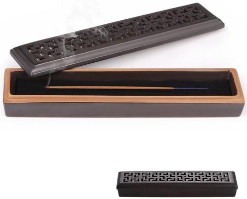 Ceramic Incense Stick Holder, Traditional Chinese Incense Burner, Rectangular Incense Holder, Coffin Style Hollow Agarbatti Holder, Ash Catcher for Meditation, Yoga, Spa in Kuwait