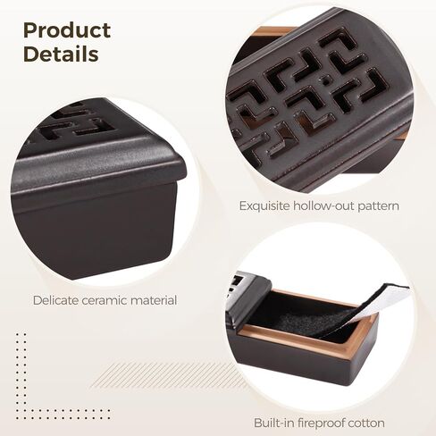 Ceramic Incense Stick Holder, Traditional Chinese Incense Burner, Rectangular Incense Holder, Coffin Style Hollow Agarbatti Holder, Ash Catcher for Meditation, Yoga, Spa in Kuwait