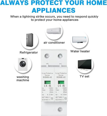 واقي التيار 40KA، استجابة سريعة 420 فولت تيار متردد 2P صواعق الجهد المنخفض للمنزل، حماية متينة in Kuwait