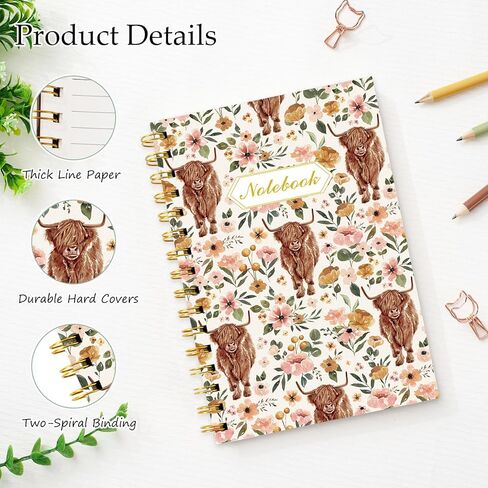 Greenery Spiral Journal Notebook 80 Sheets A5 Watercolor Eucalyptus Leaves College Ruled Notebook Strong Twin-Wire Binding with Premium Paper for School Office Home Gifts in Kuwait