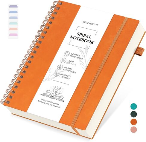 Spiral Notebook 8.5" x 11", A4 Large Notebooks College Ruled with Removable Dividers, 320 Pages 100GSM Hardcover Leather Lined Journals for Writing Work, Spiral Bound Journaling for Women Men (Green) in Saudi Arabia
