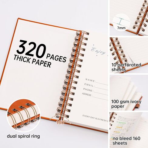 Spiral Notebook 8.5" x 11", A4 Large Notebooks College Ruled with Removable Dividers, 320 Pages 100GSM Hardcover Leather Lined Journals for Writing Work, Spiral Bound Journaling for Women Men (Green) in Saudi Arabia