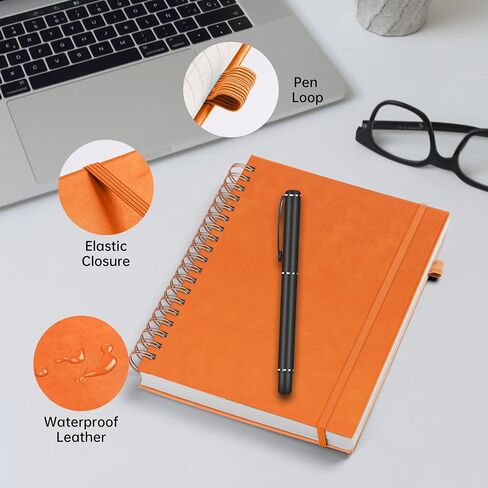 Spiral Notebook 8.5" x 11", A4 Large Notebooks College Ruled with Removable Dividers, 320 Pages 100GSM Hardcover Leather Lined Journals for Writing Work, Spiral Bound Journaling for Women Men (Green) in Saudi Arabia