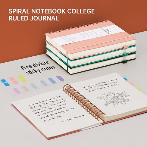 Spiral Notebook 8.5" x 11", A4 Large Notebooks College Ruled with Removable Dividers, 320 Pages 100GSM Hardcover Leather Lined Journals for Writing Work, Spiral Bound Journaling for Women Men (Green) in Saudi Arabia