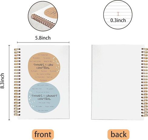 دائرة التحكم في الصحة العقلية، شيء يمكنني ولا أستطيع التحكم فيه، دفتر ملاحظات حلزوني مقاس 5.5 × 8.3 بوصة، دفتر ملاحظات حلزوني مبطن بعلم النفس، هدايا للتوعية بالصحة العقلية in Kuwait