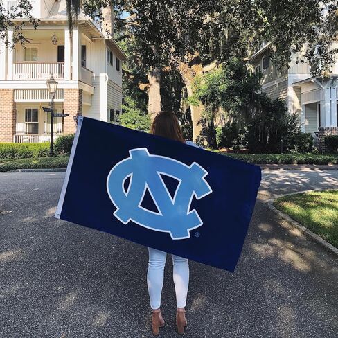 لافتات علم جامعة نورث كارولينا بعلم UNC Chapel Hill Tar Heels 100% بوليستر للاستخدام الداخلي والخارجي 3x5 (النمط Z) in Saudi Arabia