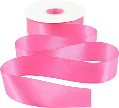 Solid Color Satin Ribbon 1-1/2 inch x 50 Yards Roll Hot Pink Double Faced for Gift Wrapping Crafts Wedding Decoration, Wedding Invitation Card, Birthday Party Decoration in Saudi Arabia