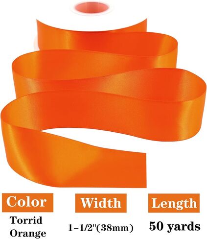 Solid Color Satin Ribbon 1-1/2 inch x 50 Yards Roll Hot Pink Double Faced for Gift Wrapping Crafts Wedding Decoration, Wedding Invitation Card, Birthday Party Decoration in Saudi Arabia