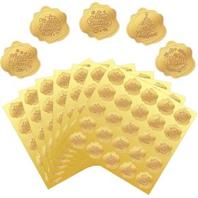 Whaline 500Pcs Christmas Foil Gold Seal Stickers Merry Christmas Word Stickers Self-Adhesive Label Decals for Xmas Greeting Invitation Cards Sealing Gift Wrapping Supplies