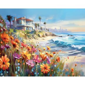 DIY Paint by Numbers Flowers, Desert Adults' Paint-by-Number Kits on Canvas, Saguaro Cactus Paint by Numbers Kit for Adults and Beginner, 16X20 Inch Flameless Adult Paint by Numbers