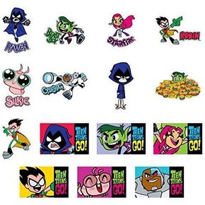 Teen Titans Go! Stickers Set of 15 (Raven and her Demon Form, Robin, Starfire, Beast Boy, Cyborg and More...)