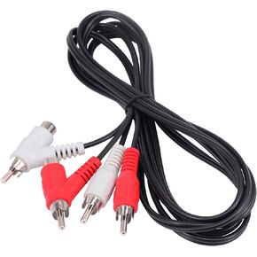 RCA Audio Piggyback Extender Cable, 5Ft 2 RCA Male to 2 RCA Male + RCA Female Piggyback Extension Audio Video AV Adapter Cord