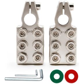 Battery Terminal Connector 12 way Connectors 8awg Up To 4/0xl Awg Gauge Positive and Negative (+/-)(1 Pair)