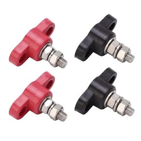 4Pcs Battery Terminal Blocks 12V 24V Red Black Power Stud Battery Junction Block Battery Distribution for Marine Boat Automotive