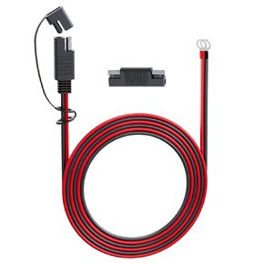 موصل كابل 16 AWG 10 قدم SAE إلى سلك تمديد طرفي على شكل حرف O 10 أمبير قطع سريع لشاحن البطارية، السيارات (حزمة واحدة متضمنة غطاء واحد ومحول واحد)
